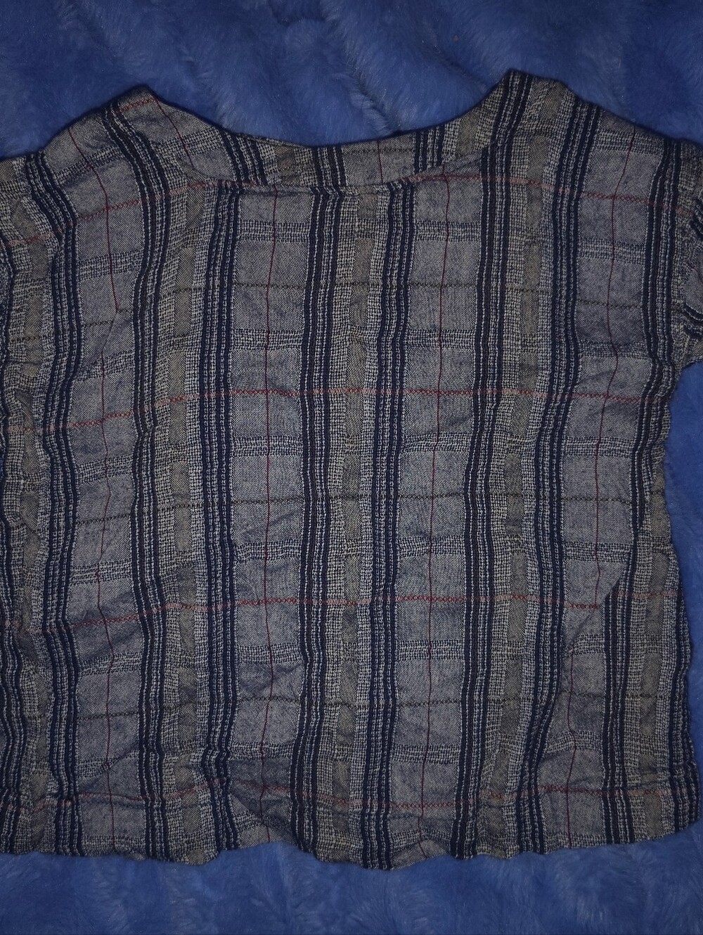 Old Navy Casual Textured Stripe Top in Gray and Navy
